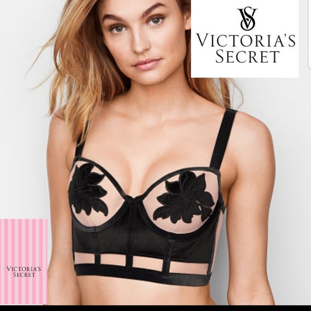 VS Lined Demi Floral applique lined demi Bra 32C